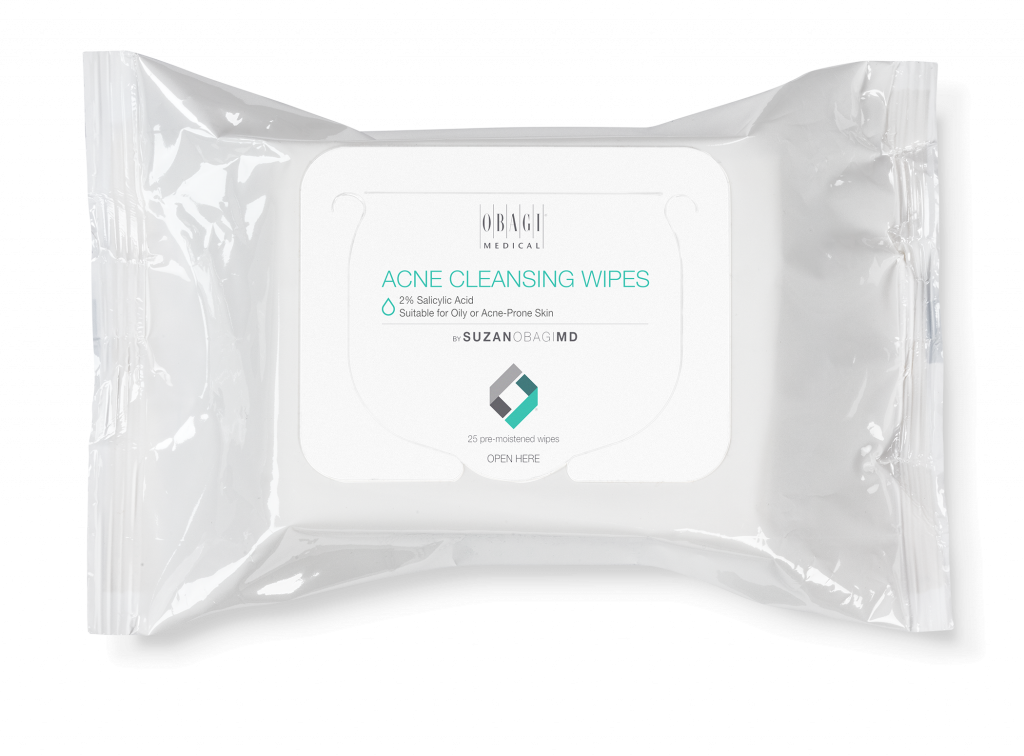 acne cleansing wipes package of 25 wipes by Suzan Obagi