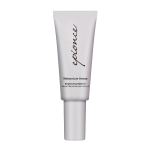 White tube of Epionce MelanoLyte Serum, Brightening Night Tx, on a plain background.