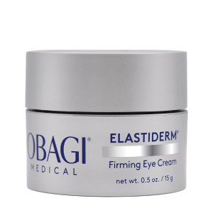 Silver jar of Obagi Medical ELASTIDERM Firming Eye Cream, 0.5 oz.
