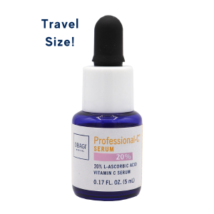 A small bottle of Obagi Professional-C 20% Vitamin C Serum with a dropper.