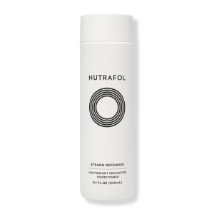 Nutrafol Conditioner Strand Defender, 8.1 fl oz, white bottle lightweight protective conditioner.