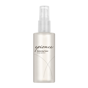 Clear spray bottle labeled Epionce Balancing Toner with a white cap and black text.